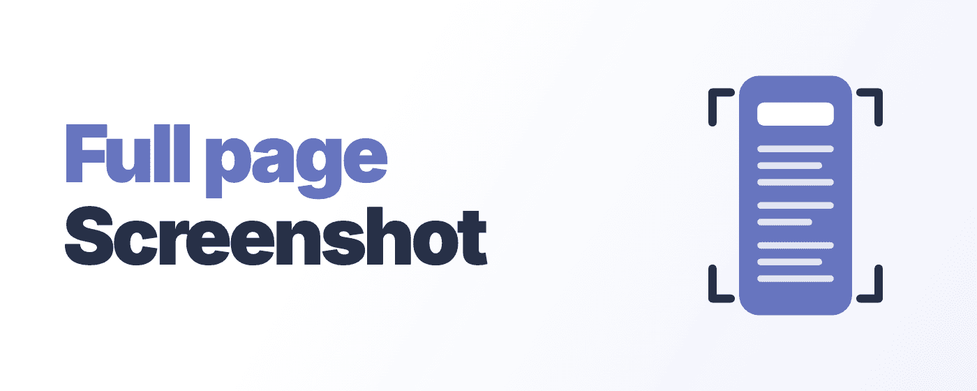 Рекламне зображення Scrolling Screenshot із фіолетовим значком знімання сторінки та написом Full page Screenshot.