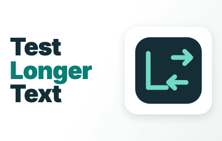 Рекламне зображення LocaleStress зі стрілками розширення й написом Test Longer Text.